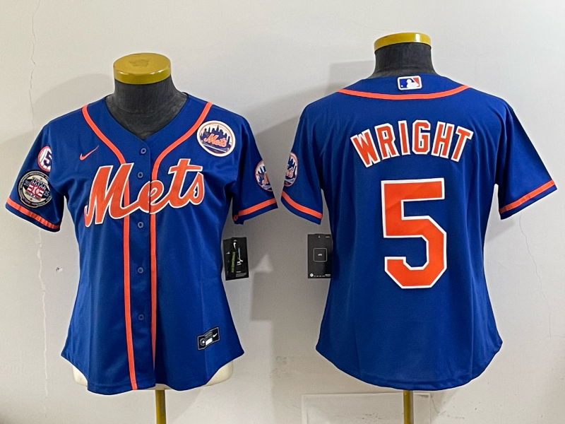 Women New York Mets #5 Wright blue 2025 MLB Nike jersey 003